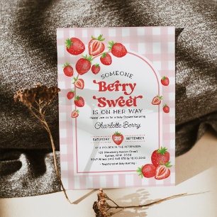 Invitation Boho Baby shower fraise Berry Sweet Baby Girl