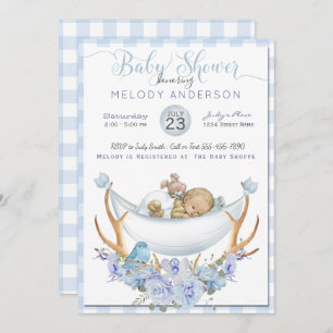Invitation BOHO Baby shower Garçons Hammock Baby