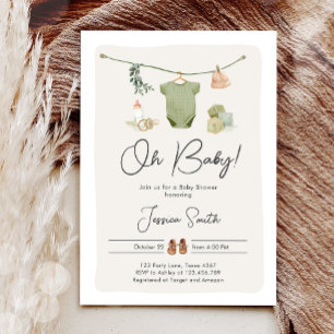Invitation Boho Baby shower Oh Baby Boy Vêtements rustiques
