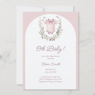 Invitation Boho Baby shower Oh Baby Girl Garland rustique