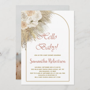 Invitation Boho Baby shower Pampas Grass Photo Botanique
