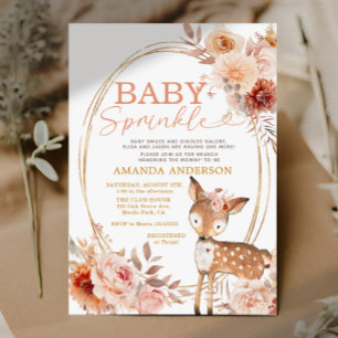 Invitation Boho Baby Sprinkle Little Deer Baby shower floral