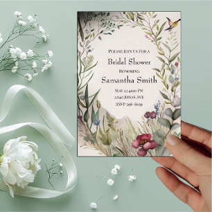 Invitation BOHO Bague de fleurs et branches Fête des mariées