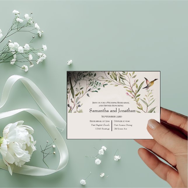 Invitation BOHO Bague de fleurs et branches Répétition Mariag (Créateur téléchargé)