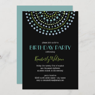 Invitation Boho Bali Turquoise Black Birthday 2