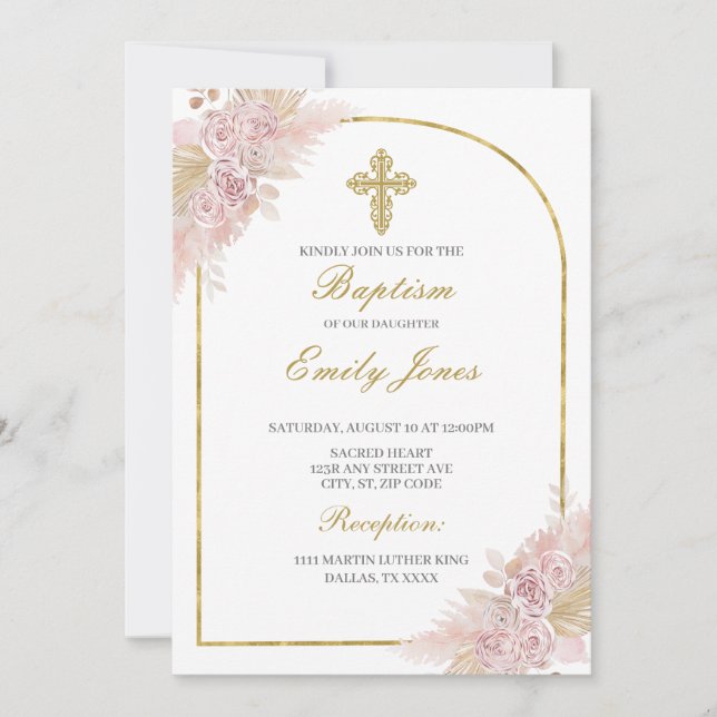Invitation Boho Baptism (Devant)