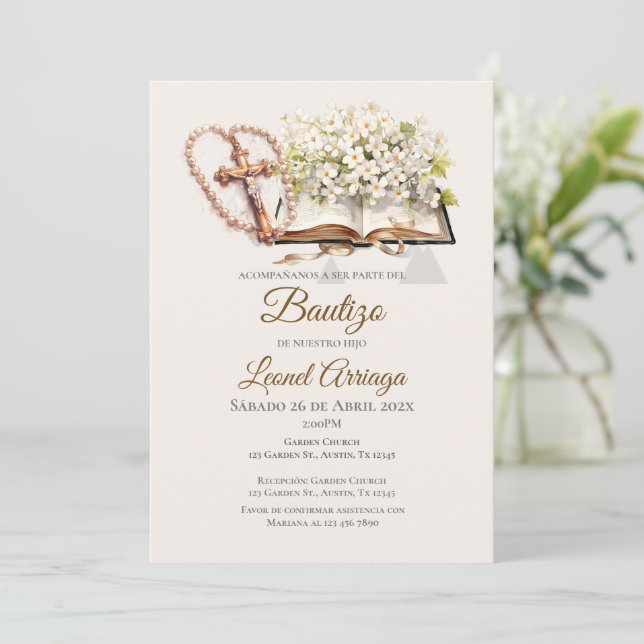 Invitation  Boho Baptism  (Debout devant)