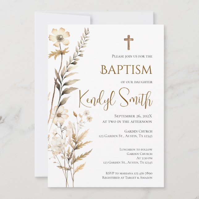 Invitation Boho Baptism (Devant)