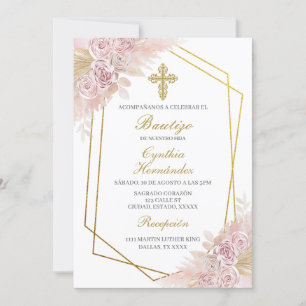 Invitation Boho Baptism espagnol