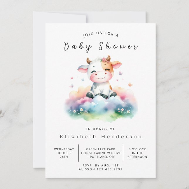 Invitation Boho Barn Calf Baby shower de vache (Devant)
