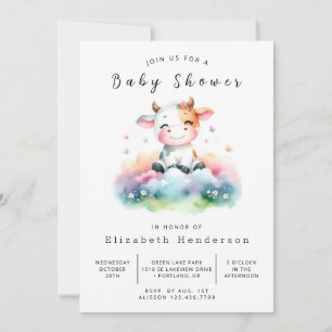 Invitation Boho Barn Calf Baby shower de vache