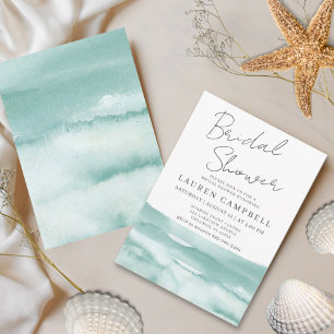Invitation Boho Beach Aquarelle Bleu Sarcelle Enterrement de 