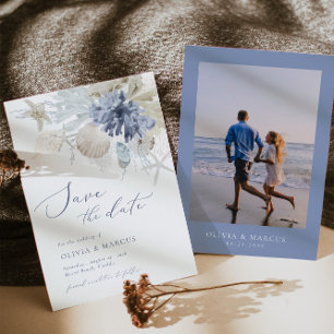Invitation Boho Beach Blue Wedding Enregistrer La Date Invita