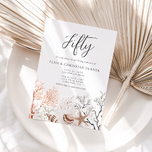 Invitation Boho Beach Coral Reef 50e anniversaire de Mariage