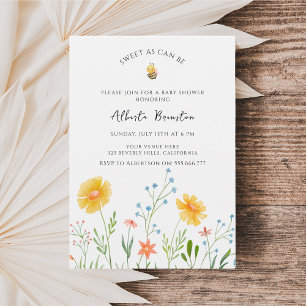 Invitation Boho Bee Baby Shower Floral Aussi doux qu'un Bébé 