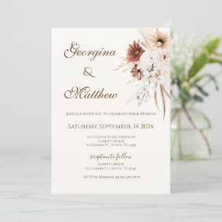 Invitation Boho beige avec mariage de mariés