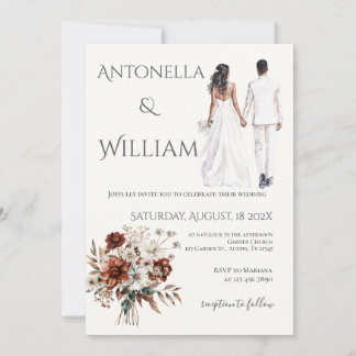 Invitation Boho beige avec mariage des mariés