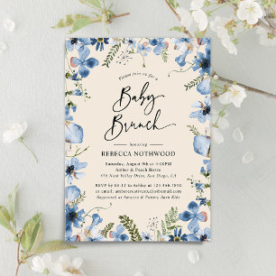 Invitation Boho Beige Dusty Bleu Floral Baby shower Brunch