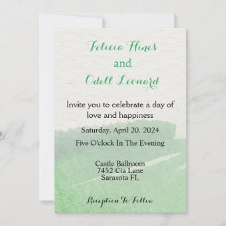 Invitation Boho Beige Elegant Vert Moderne Aquarelle Mariage