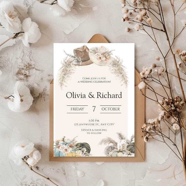 Invitation Boho Beige Mariage Floral (Créateur téléchargé)