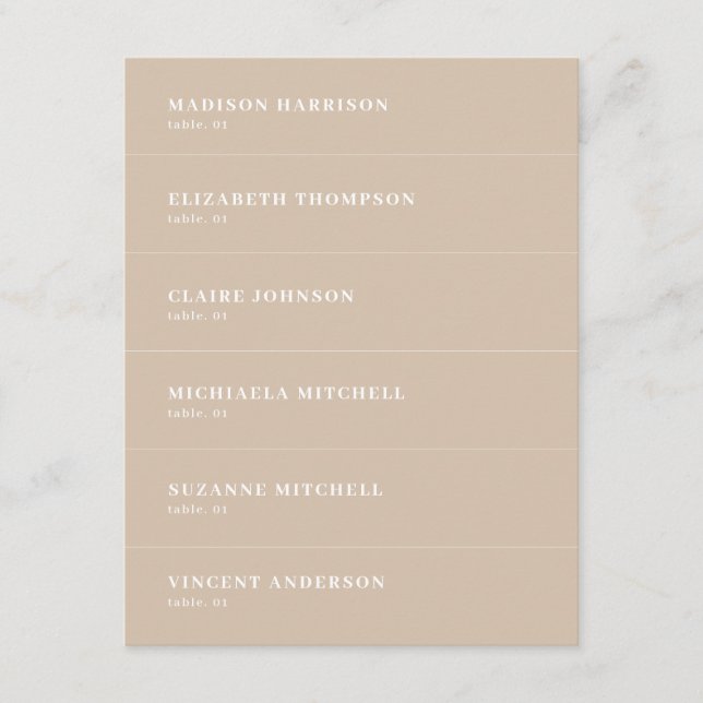 Invitation Boho Beige Mariage Nom Place Card do-it-yourself (Devant)