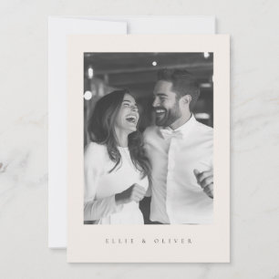 Invitation Boho Beige Photo Mariage moderne