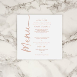 Invitation Boho Beige + Terracotta Brown Menu Mariage tendanc