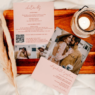 Invitation Boho beige terre cuite 4 photo Qr tout en 1 mariag
