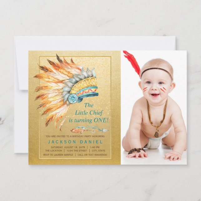 Invitation Boho Birthday Party Tribal (Devant)
