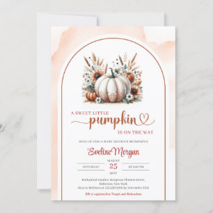 Invitation Boho blanc citrouille terracotta cuivre pampas bru