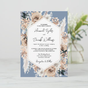 Invitation Boho bleu Dusty
