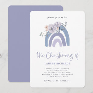 Invitation Boho bleu et pourpre Rainbow Christening