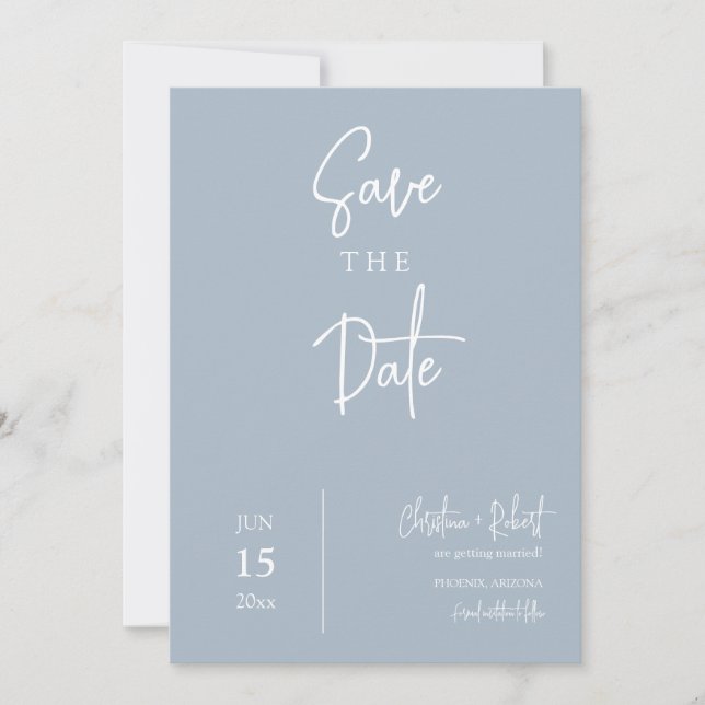 Invitation Boho bleu foncé minimal moderne Enregistrer la pho (Devant)