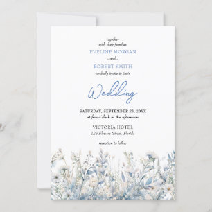 Invitation Boho bleu poussiéreux fleurs sauvages mariage invi