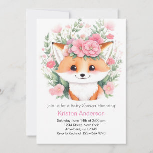 Invitation Boho Blissful Meadow Fox Baby shower fille