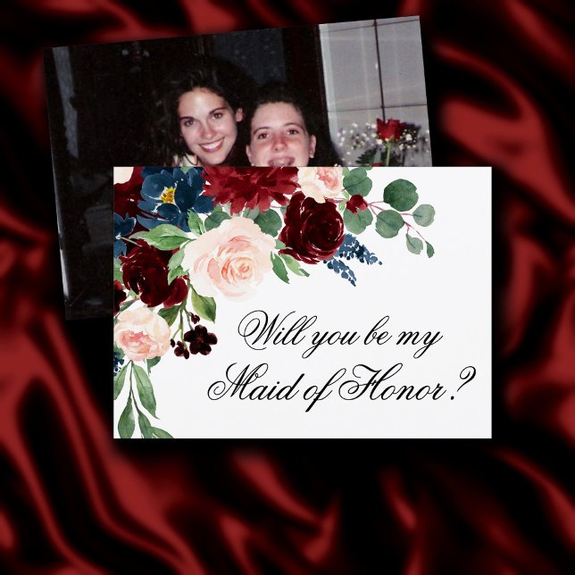 Invitation Boho Bloom | Burgundy Marine Briding Party Poser u (Créateur téléchargé)