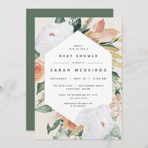 Invitation Boho Blooms Baby shower Floral moderne