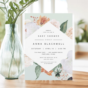 Invitation Boho Blooms   Baby shower Floral moderne