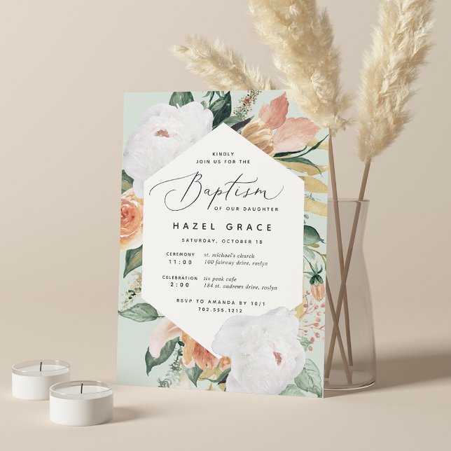 Invitation Boho Blooms | Baptême floral moderne (Créateur téléchargé)