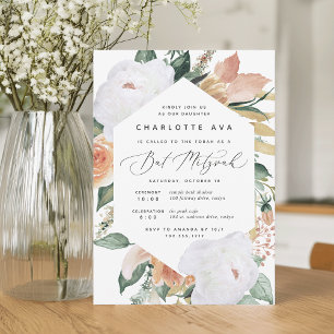 Invitation Boho Blooms   Bat mitzvah floral moderne