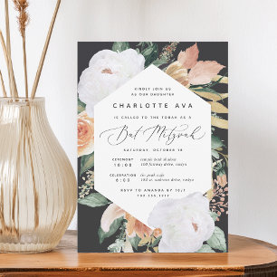 Invitation Boho Blooms   Bat mitzvah floral moderne