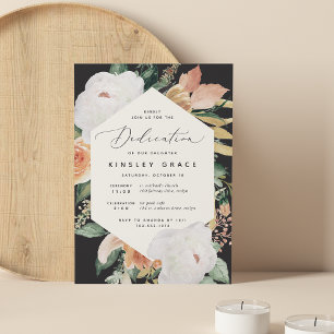 Invitation Boho Blooms   Dédication florale moderne pour bébé