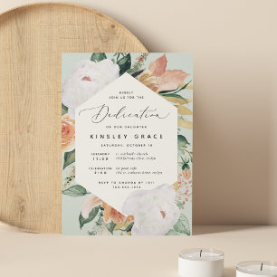 Invitation Boho Blooms   Dédication florale moderne pour bébé