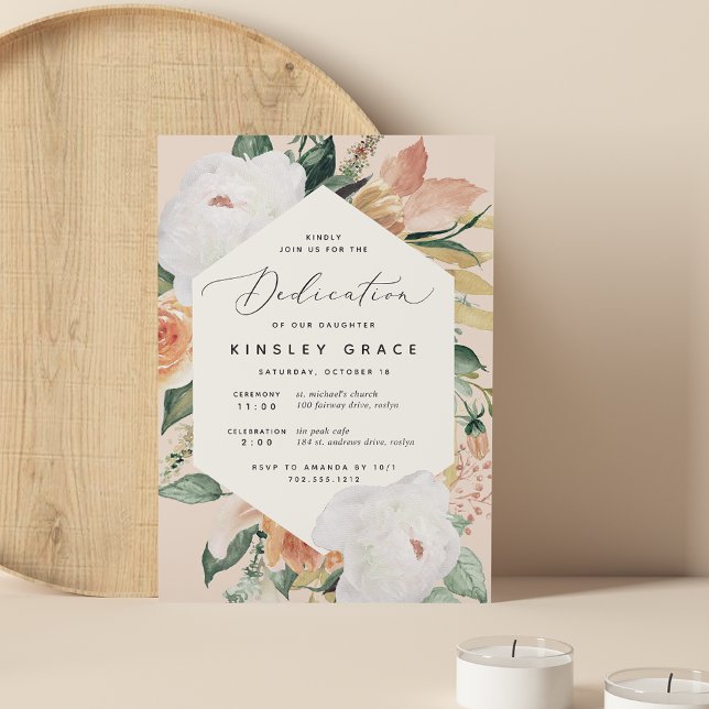 Invitation Boho Blooms | Dédication florale moderne pour bébé (Créateur téléchargé)