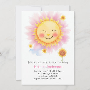 Invitation Boho Blooms et poutres Sunshine Girl Baby shower