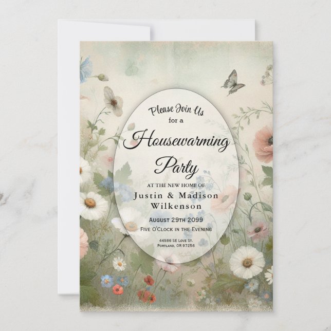 Invitation Boho Blooms et Vintages Blossoms Houssécher (Devant)