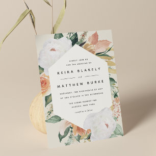 Invitation Boho Blooms   Mariage floral géométrique moderne