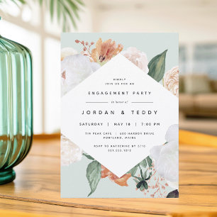 Invitation Boho Blooms   Parti d'engagement floral moderne