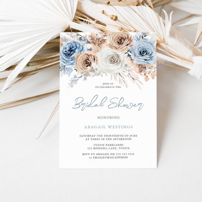 Invitation Boho Blue Bridal : Fête des mariées florale bohème (Créateur téléchargé)