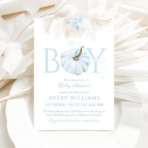 Invitation Boho Blue Citrouille C'est un garçon Baby shower d